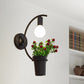 Frendorf | Exposed Bulb Metall Wandlampe mit Topfdekoration Lodge Stil 1 Licht Restaurant Wandbeleuchtung in Schwarz, 3"/4" B