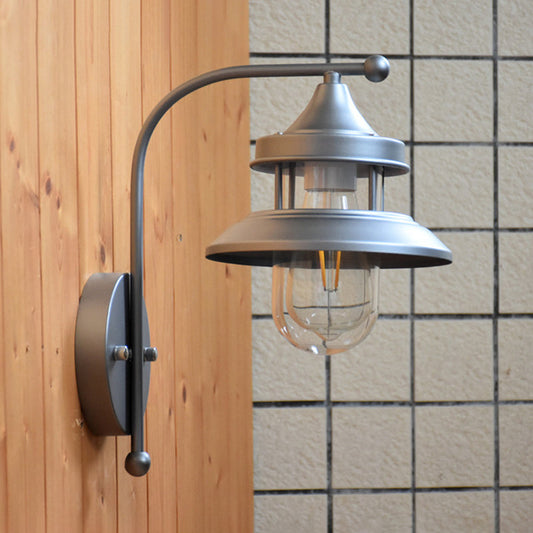 Frendorf | 1 Lampe Flared Wandmontage Licht Lager Schwarz/Silber Metall Wandbeleuchtung mit Klarglas-Schirm für Flur