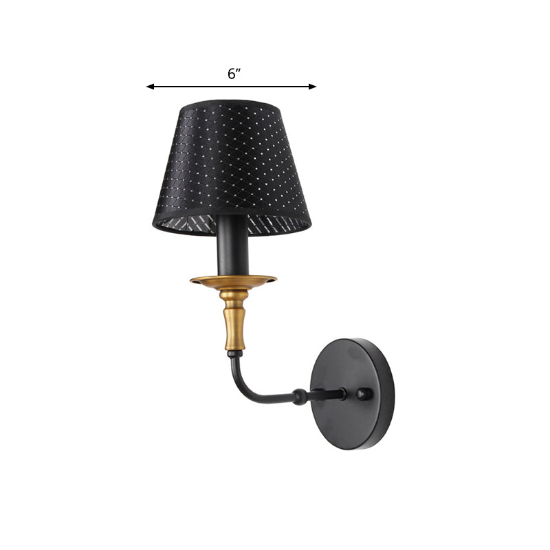 Frendorf | 1 Kopf Konische Wandlampe mit Hohl-Design Industrie Stil Schwarz Stoff Wandbeleuchtung für Flur