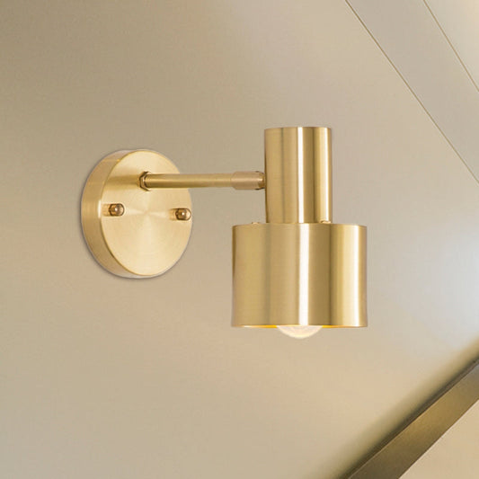 Frendorf | Gebrusht Messing 1 Kop Wandlamp Licht Vintage Retro Metalen Cilindrische Schaduw Wandverlichting voor Slaapkamer