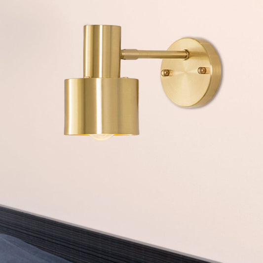 Frendorf | Gebrusht Messing 1 Kop Wandlamp Licht Vintage Retro Metalen Cilindrische Schaduw Wandverlichting voor Slaapkamer