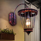 Frendorf | 1 Kopf Wand Sconces Licht Rustikaler Stil Eingekäfigte Schmiedeeisen Wandmontage Licht mit Zahnraddesign in Wetterkupfer