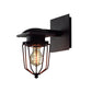 Frendorf | 1 Glühlampe Wandleuchte mit Käfigschirm Metallische Industrie Retro Flur Wandmontage Licht in Schwarz