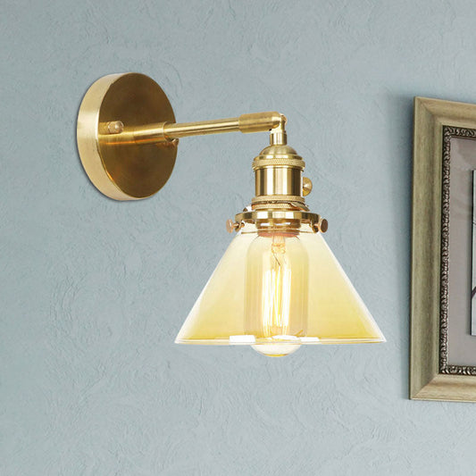 Frendorf | Amber Glas Conical Wandverlichting Draaiend 1 Licht Vintage Wandlamp Voor Entree
