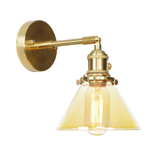 Frendorf | Amber Glas Conical Wandverlichting Draaiend 1 Licht Vintage Wandlamp Voor Entree