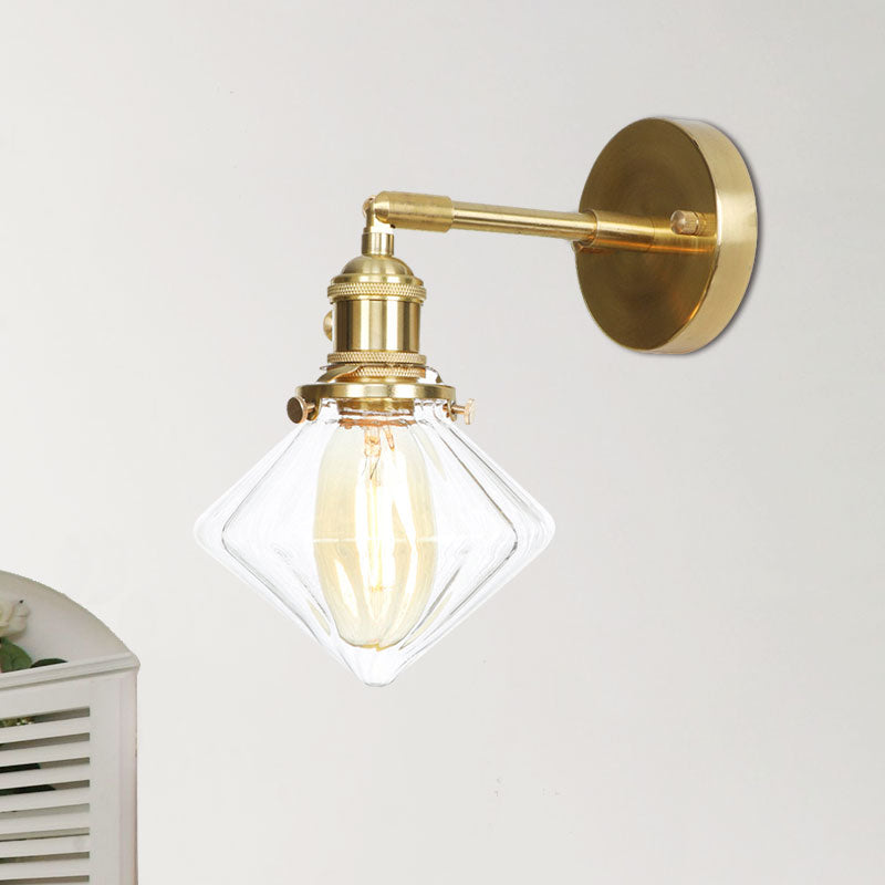 Frendorf | Gem Wandlicht Transparent Geribbeld Glas 1 Licht Retro Stil Buiten Wandlamp voor Porche