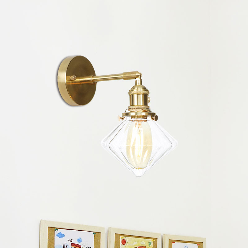 Frendorf | Gem Wandlicht Transparent Geribbeld Glas 1 Licht Retro Stil Buiten Wandlamp voor Porche