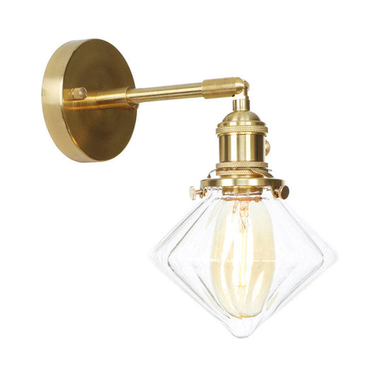 Frendorf | Gem Wandlicht Transparent Geribbeld Glas 1 Licht Retro Stil Buiten Wandlamp voor Porche
