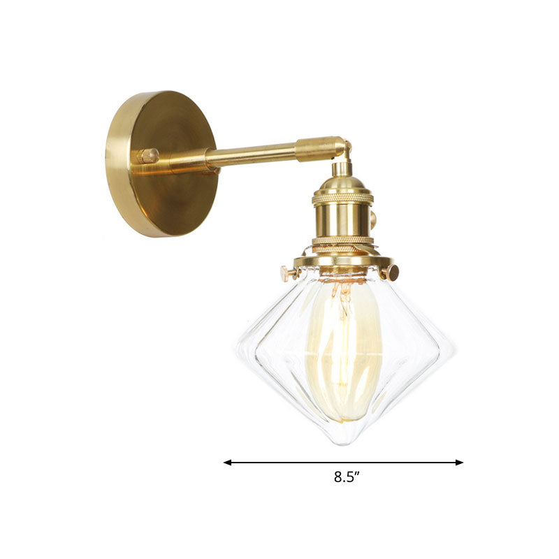 Frendorf | Gem Wandlicht Transparent Geribbeld Glas 1 Licht Retro Stil Buiten Wandlamp voor Porche