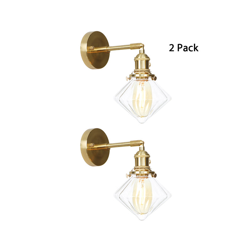 Frendorf | Gem Wandlicht Transparent Geribbeld Glas 1 Licht Retro Stil Buiten Wandlamp voor Porche