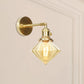 Frendorf | 1 Licht Geometrische Wandlamp Amber Geribbeld Glas Retro Stil Wandlamp Fixture