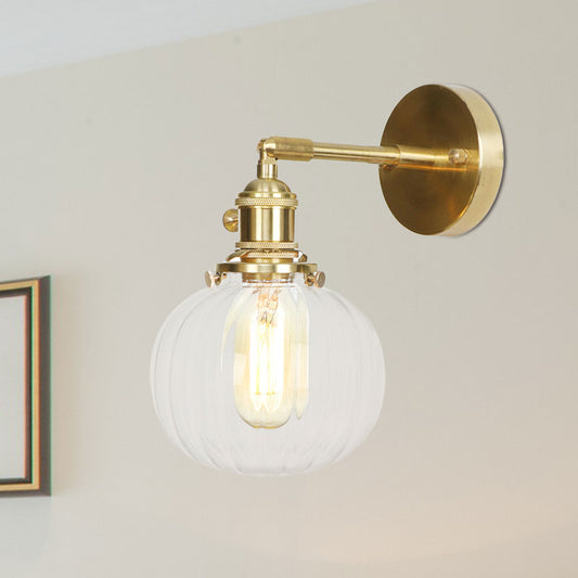 Frendorf | Klarer Glas Globus Wandlampe Rotierbar Vintage Einzelne Wandleuchte Licht in Gold für Eingang