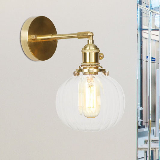 Frendorf | Klarer Glas Globus Wandlampe Rotierbar Vintage Einzelne Wandleuchte Licht in Gold für Eingang