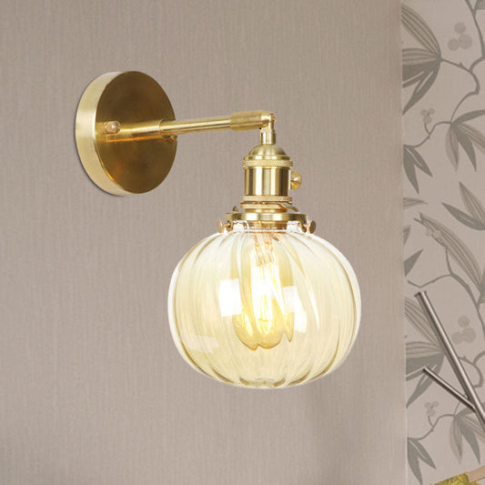 Frendorf | 1 Licht Globus Wandverlichting Amber Waterglas Rotatable Vintage Wandlamp voor Slaapkamer