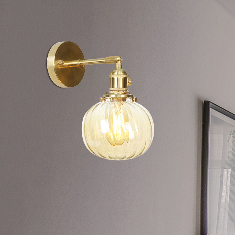 Frendorf | 1 Licht Globus Wandverlichting Amber Waterglas Rotatable Vintage Wandlamp voor Slaapkamer