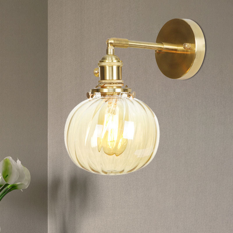 Frendorf | 1 Licht Globus Wandverlichting Amber Waterglas Rotatable Vintage Wandlamp voor Slaapkamer