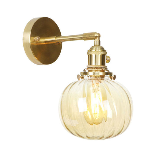 Frendorf | 1 Licht Globus Wandverlichting Amber Waterglas Rotatable Vintage Wandlamp voor Slaapkamer