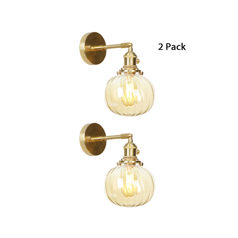 Frendorf | 1 Licht Globus Wandverlichting Amber Waterglas Rotatable Vintage Wandlamp voor Slaapkamer