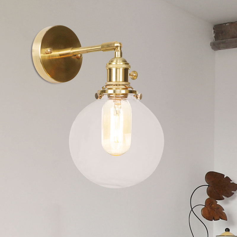 Frendorf | Sferische Wandlamp 1 Licht Helder Glas Shade Industriële Wandlamp Licht voor Veranda
