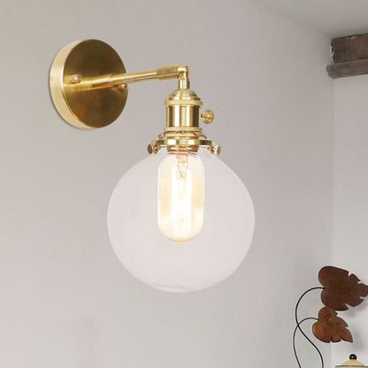 Frendorf | Sferische Wandlamp 1 Licht Helder Glas Shade Industriële Wandlamp Licht voor Veranda