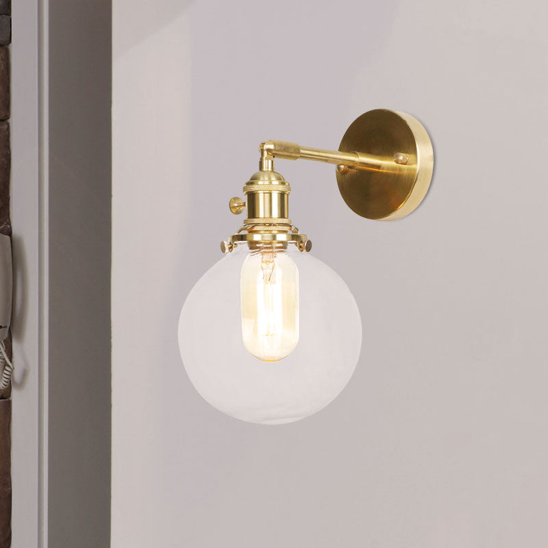 Frendorf | Sferische Wandlamp 1 Licht Helder Glas Shade Industriële Wandlamp Licht voor Veranda