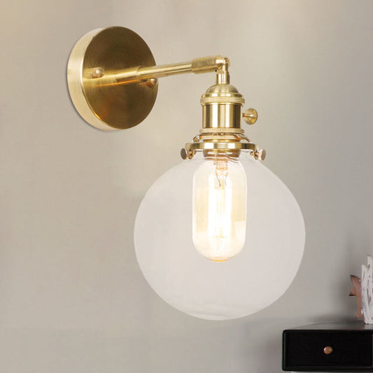 Frendorf | Sferische Wandlamp 1 Licht Helder Glas Shade Industriële Wandlamp Licht voor Veranda