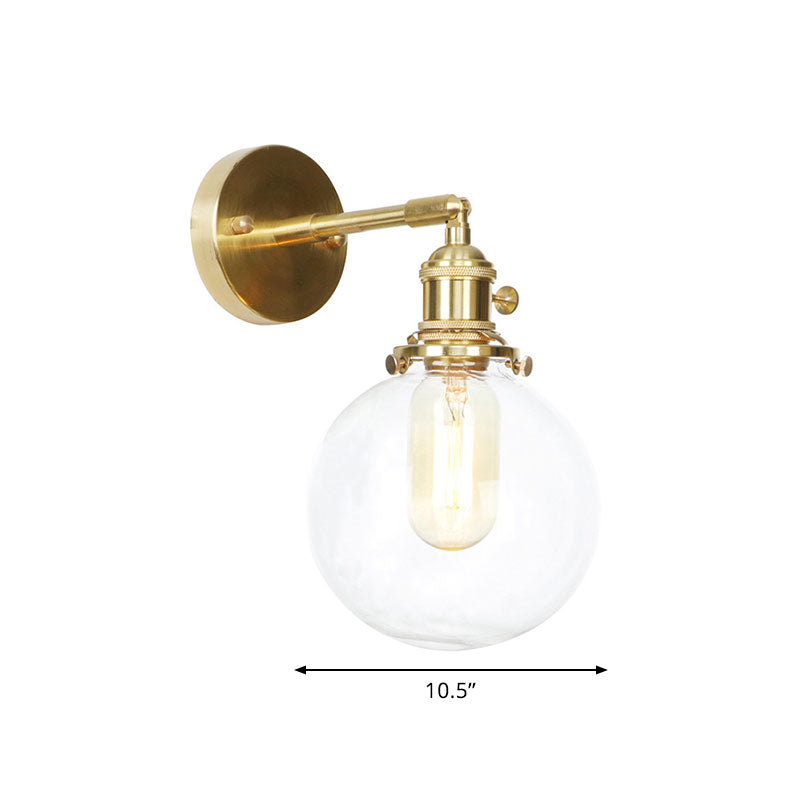 Frendorf | Sferische Wandlamp 1 Licht Helder Glas Shade Industriële Wandlamp Licht voor Veranda