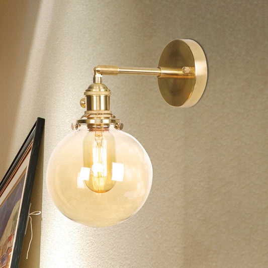 Frendorf | Retro-Stil Ball-Wandlamp Beleuchtung Amber-Glas 1 Licht Wandlicht Leuchte Außen