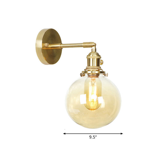 Frendorf | Retro-Stil Ball-Wandlamp Beleuchtung Amber-Glas 1 Licht Wandlicht Leuchte Außen