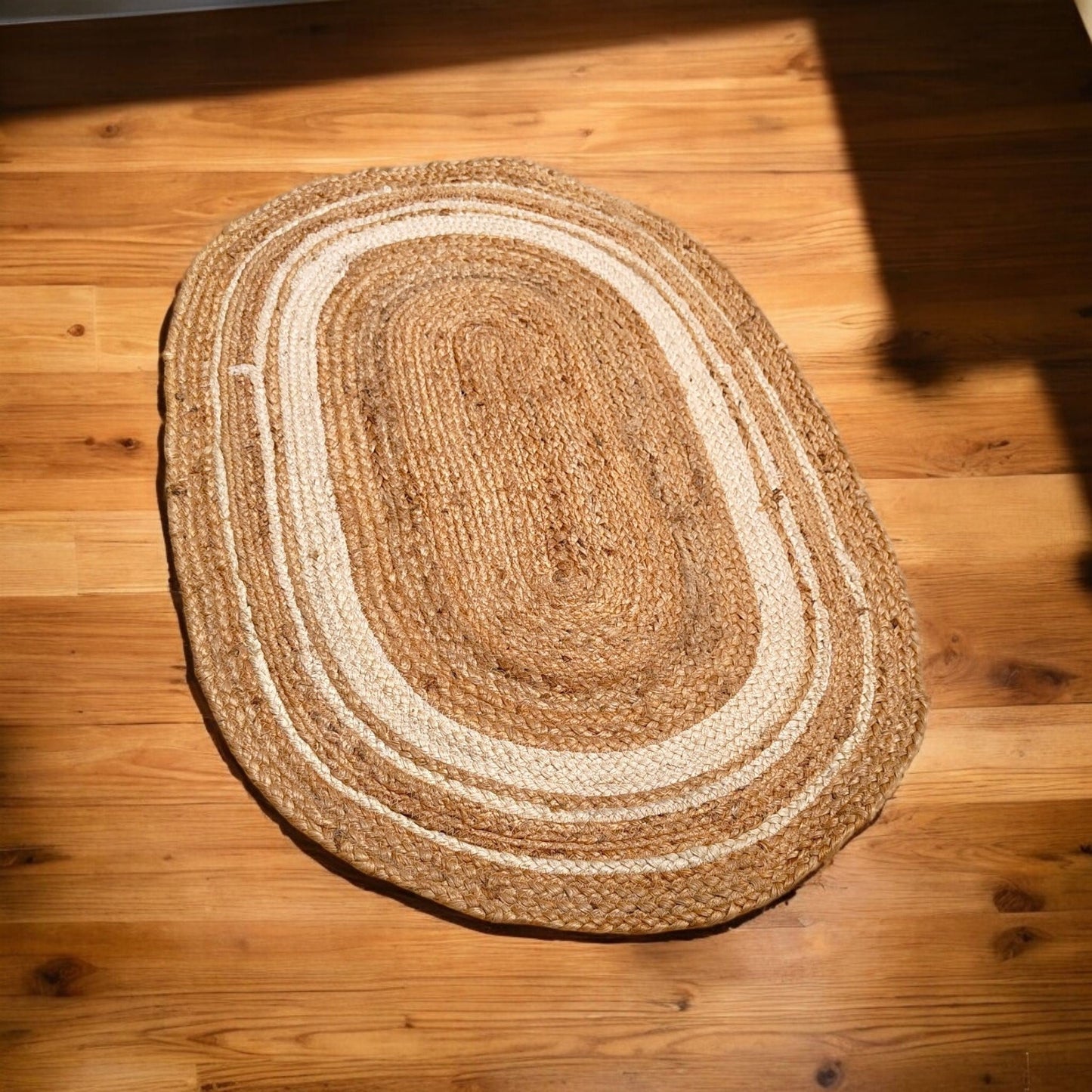 Frendorf | Mirchi Oval Jute Teppich - Handgewebt 60x90CM | Naturfaser, Umweltfreundliches Design | Leicht & Langlebig | Perfekt für Wohnzimmer, Schlafzimmer und Eingangsbereiche | Vielseitige, Nachhaltige Wohnkultur