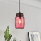 1-Light Pendelleuchte Moderne Käfig Mason Jar Geblasenes Glas Hängelampe in Rot/Grün/Amber
