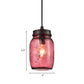 1-Light Pendelleuchte Moderne Käfig Mason Jar Geblasenes Glas Hängelampe in Rot/Grün/Amber