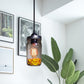 1-Light Pendelleuchte Moderne Käfig Mason Jar Geblasenes Glas Hängelampe in Rot/Grün/Amber