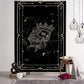 Verzauberung Tarot Wandteppich Kunst - Schwarze und Khaki Sonne, Mond, Stern Universum Geometrisches Design für Wohnheim und Wohnkultur