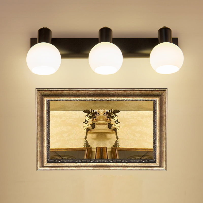 Frendorf | Multi Globe Opal Glass Wandlamp Moderne 3-Licht Badkamer Sconces Lamp in Zwart/Wit