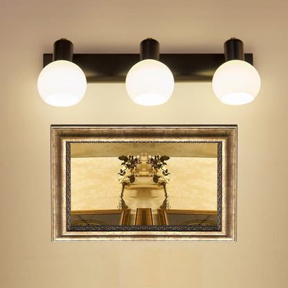 Frendorf | Multi Globe Opal Glass Wandlamp Moderne 3-Licht Badkamer Sconces Lamp in Zwart/Wit