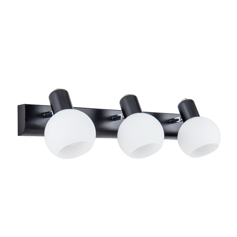 Frendorf | Multi Globe Opal Glass Wandlamp Moderne 3-Licht Badkamer Sconces Lamp in Zwart/Wit