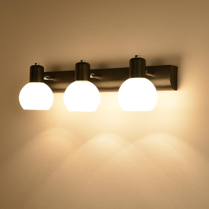 Frendorf | Multi Globe Opal Glass Wandlamp Moderne 3-Licht Badkamer Sconces Lamp in Zwart/Wit