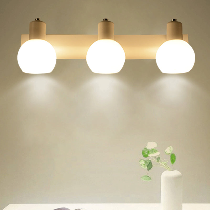 Frendorf | Multi Globe Opal Glass Wandlamp Moderne 3-Licht Badkamer Sconces Lamp in Zwart/Wit