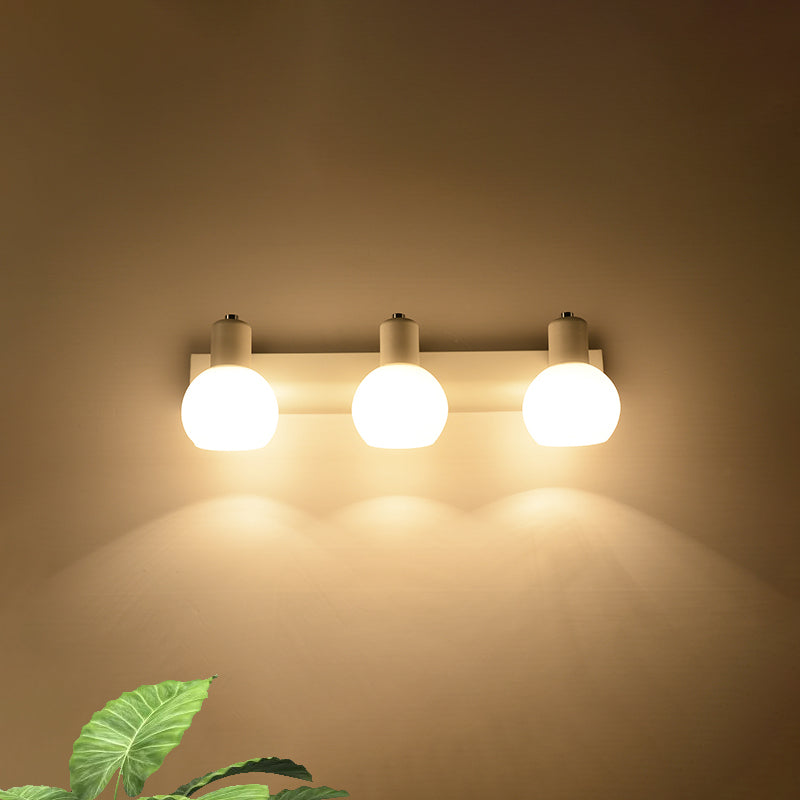 Frendorf | Multi Globe Opal Glass Wandlamp Moderne 3-Licht Badkamer Sconces Lamp in Zwart/Wit