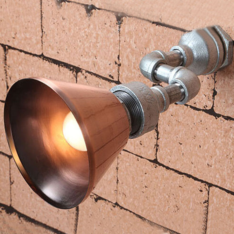 Frendorf | Tapered Metall Wand Sconce Licht Industriellen Stil 1 Licht Veranda Wandmontage Lampe mit Rohrdesign in Bronze/Grün