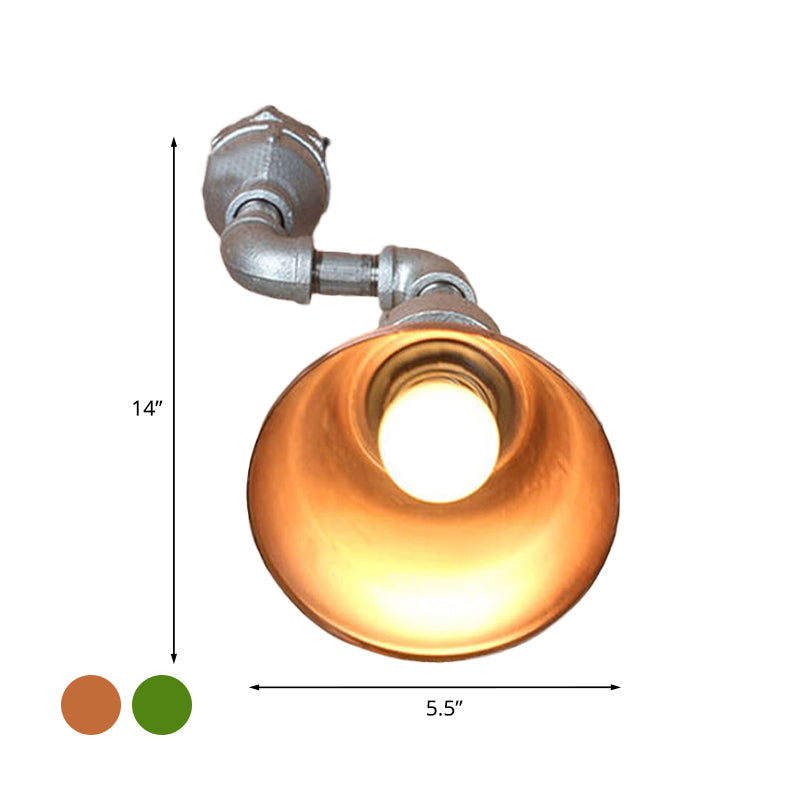 Frendorf | Tapered Metall Wand Sconce Licht Industriellen Stil 1 Licht Veranda Wandmontage Lampe mit Rohrdesign in Bronze/Grün