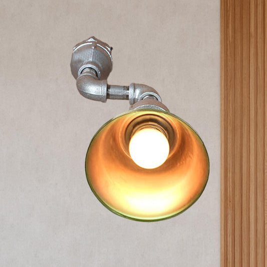 Frendorf | Tapered Metall Wand Sconce Licht Industriellen Stil 1 Licht Veranda Wandmontage Lampe mit Rohrdesign in Bronze/Grün