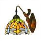 Frendorf | Dome Wandlamp Armatuur Barok Gevlekte Glas 1 Hoofd Bronzen Wandlamp met Bloem/Libel/Ochtendglorie Patroon