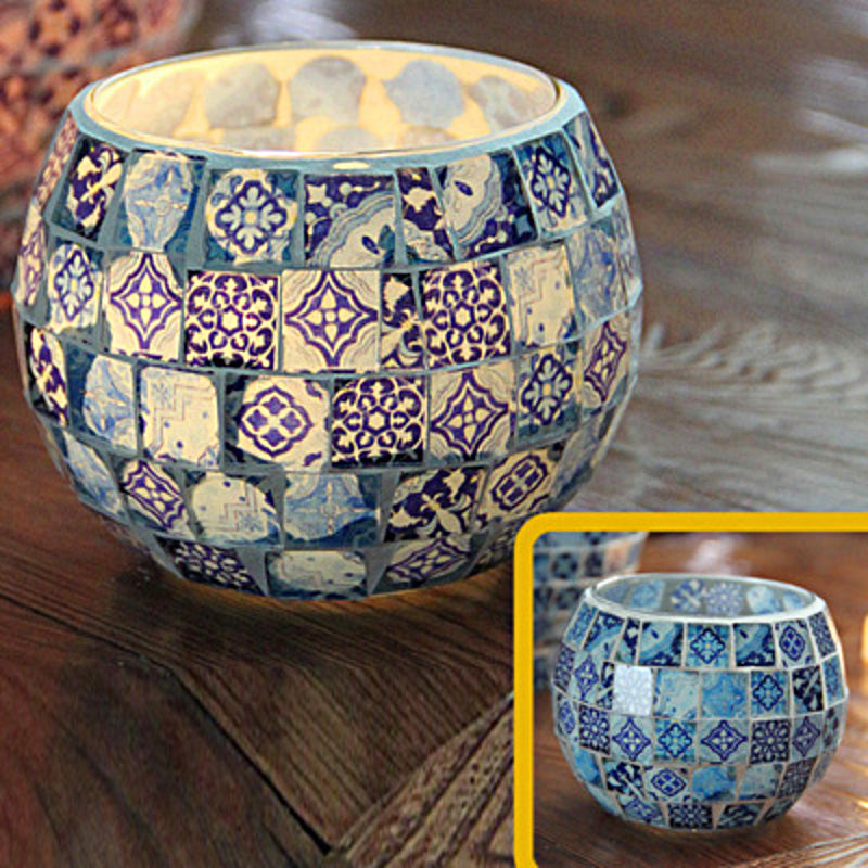 Frendorf Europäischer Retro Glas Mosaik Teelichthalter