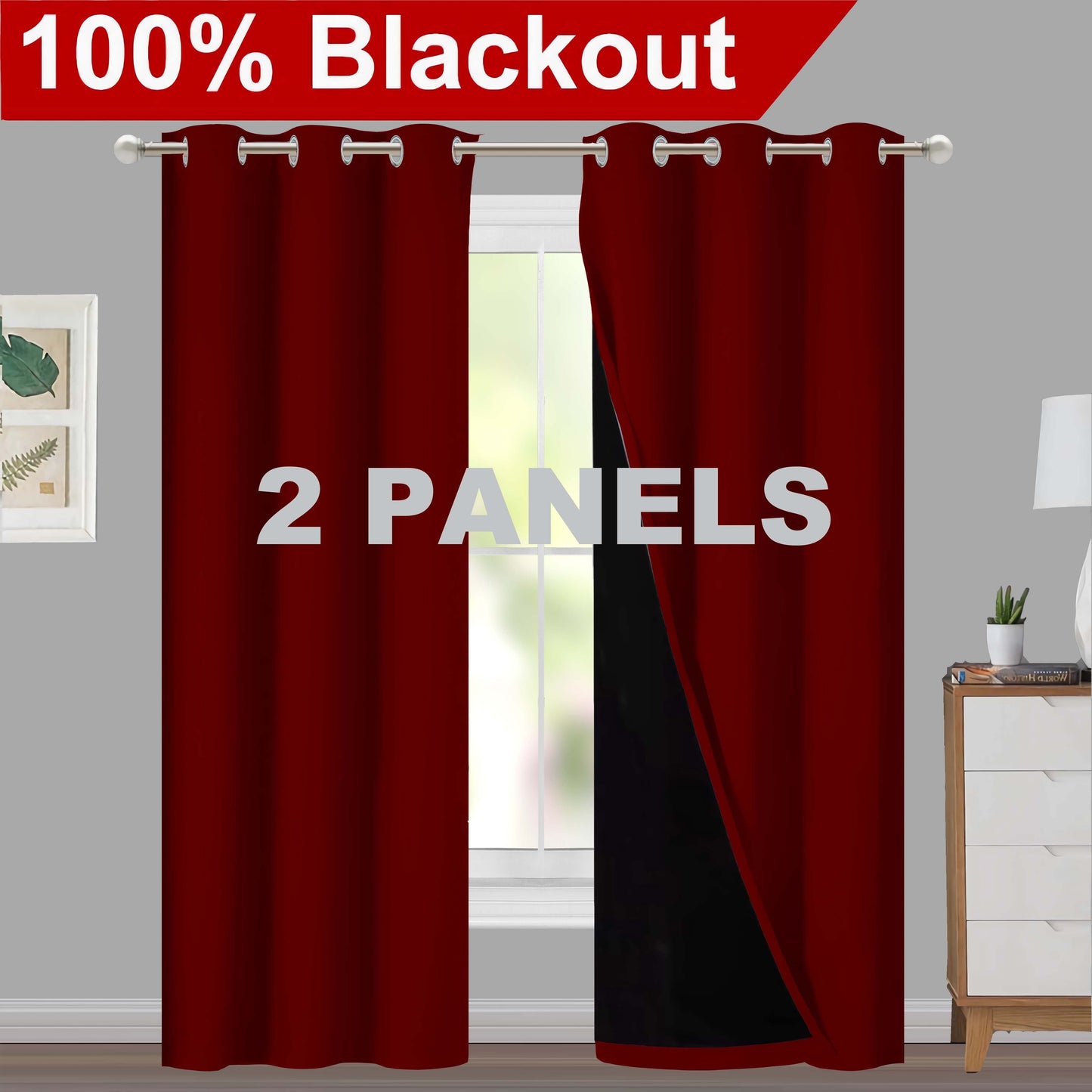 Klassische Blackout-Vorhänge mit Ösen – Thermisch isolierter, nicht bleichbarer Stoff für Wohnzimmer, Schlafzimmer, Küche, stilvolle Wohnkultur