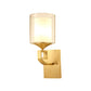 Frendorf | 1-licht wandlamp armatuur koloniale stijl 2-laags cilindrische heldere en opale glas wandverlichting in messing