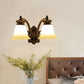 Frendorf | 1/2-Licht Glocke Wandhängelampe Traditionelle Schwarze Oberfläche Opalglas Wand sconces Beleuchtung für Schlafzimmer