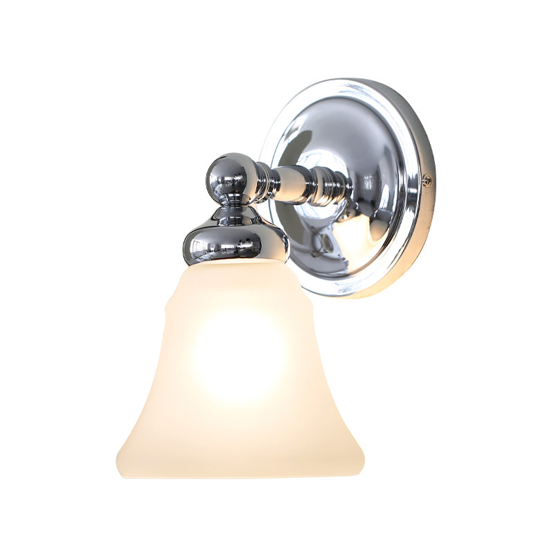 Frendorf | 1 Glühbirnen Wandleuchte Sconce Country Bell Weiß Glass Wandleuchten Ideen in Silber