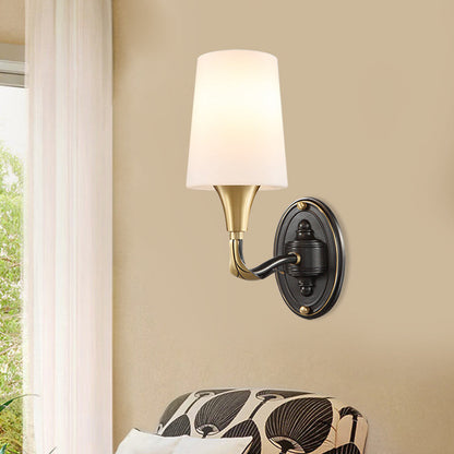 Frendorf | Messing Konisch Wandmontierte Lampe Traditionelles Frosted Glass 1/2-Light Korridor Wand Sconce Beleuchtung